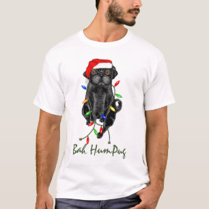 Black Pug Dog Bah Humpug Funny Kerstmis T-shirt