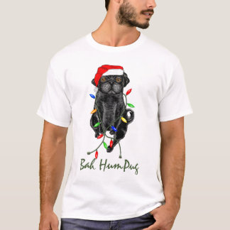 Black Pug Dog Bah Humpug Funny Kerstmis T-shirt
