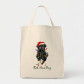 Black Pug Dog Bah Humpug Funny Kerstmis Tote Bag (Voorkant)