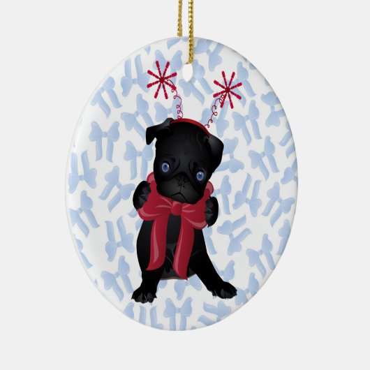 Black Pug dog Chrismtas Ornament 1 (Rechts)