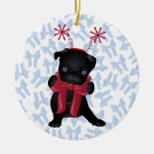 Black Pug dog Chrismtas Ornament 1 (Voorkant)