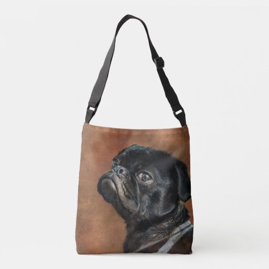 Black Pug Dog Crossbody Tas (Achterkant)