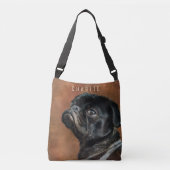Black Pug Dog Crossbody Tas (Voorkant)