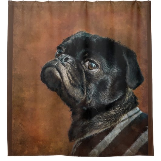 Black Pug Dog Douchegordijn (Voorkant)