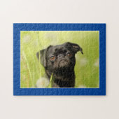 Black Pug Dog Jigzaag Puzzle Legpuzzel (Horizontaal)
