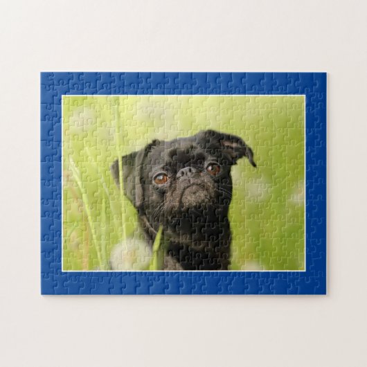 Black Pug Dog Jigzaag Puzzle Legpuzzel (Horizontaal)