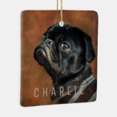 Black Pug Dog Keramisch Ornament (Rechts)