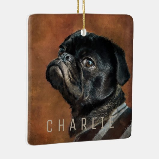 Black Pug Dog Keramisch Ornament (Rechts)