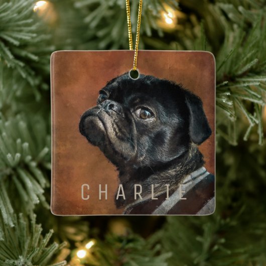 Black Pug Dog Keramisch Ornament (Boom)