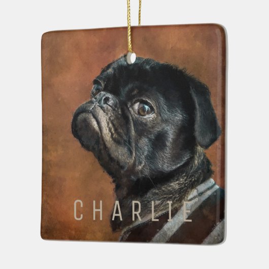 Black Pug Dog Keramisch Ornament (Links)