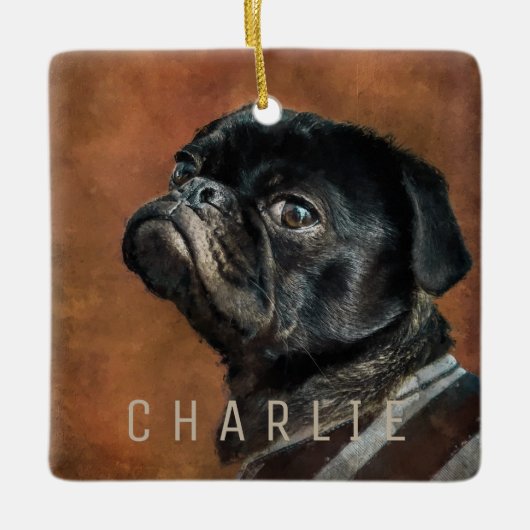 Black Pug Dog Keramisch Ornament (Voorkant)