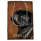 Black Pug Dog Medium Cadeauzakje (Voorkant)