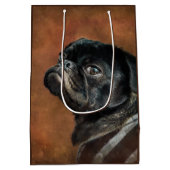 Black Pug Dog Medium Cadeauzakje (Achterkant)