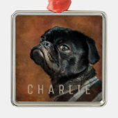 Black Pug Dog Metalen Ornament (Voorkant)