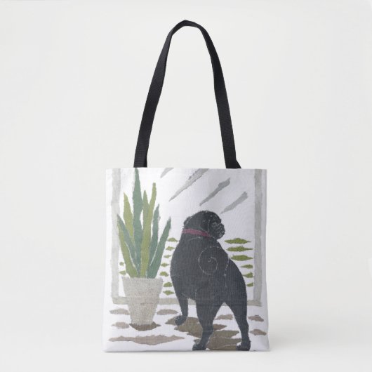 Black Pug, Dog, Modern Tote Bag (Voorkant)
