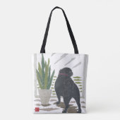 Black Pug, Dog, Modern Tote Bag (Achterkant)