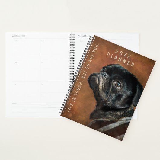 Black Pug Dog Motivatie Planner (Display)