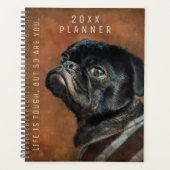 Black Pug Dog Motivatie Planner (Voorkant)