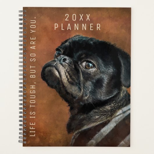 Black Pug Dog Motivatie Planner (Voorkant)
