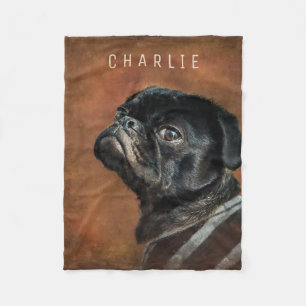 Black Pug Dog Persoonlijk Fleece Deken