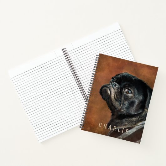 Black Pug Dog Persoonlijk Notitieboek (Binnen)