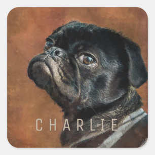 Black Pug Dog Persoonlijk Vierkante Sticker