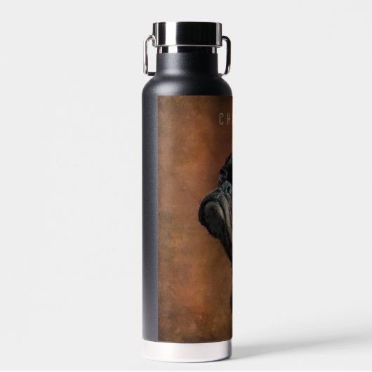 Black Pug Dog Persoonlijk Waterfles (Voorkant)