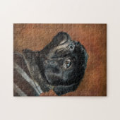 Black Pug Dog Photo Portret Legpuzzel (Horizontaal)