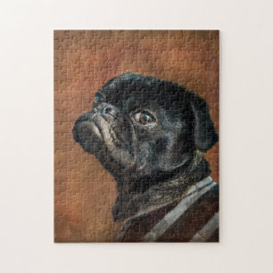 Black Pug Dog Photo Portret Legpuzzel