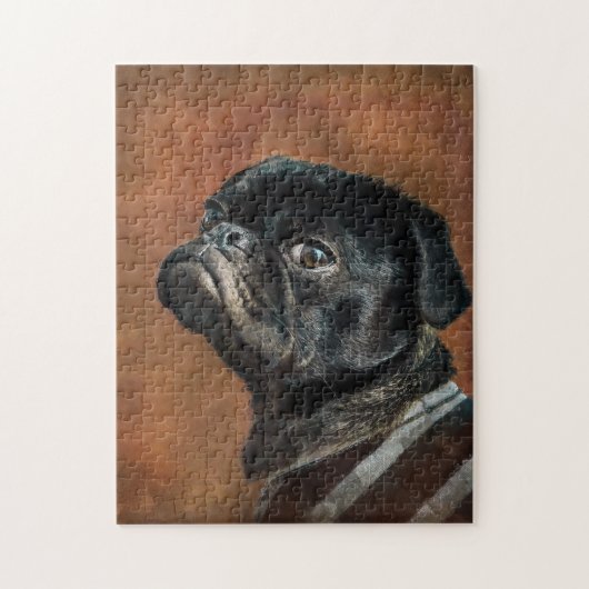 Black Pug Dog Photo Portret Legpuzzel (Verticaal)