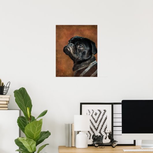 Black Pug Dog Photo Poster (Thuiskantoor)