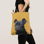 Black Pug Dog Portrait Tote Bag – Cute Pet Lover (Dichtbij)