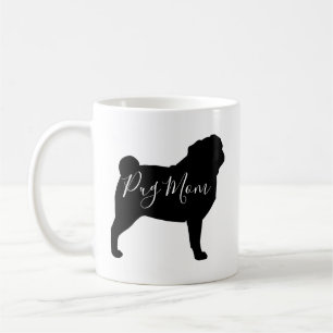 Black Pug Dog Silhouettes Pug mam Custom Koffiemok