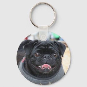 Black Pug Dog Sleutelhanger