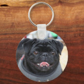 Black Pug Dog Sleutelhanger (Voorkant)