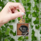 Black Pug Dog Sleutelhanger (Hand)