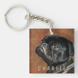 Black Pug Dog Sleutelhanger