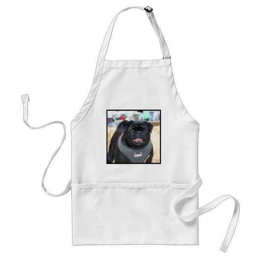Black Pug Dog Standaard Schort (Voorkant)
