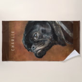 Black Pug Dog Strandlaken (Voorkant)