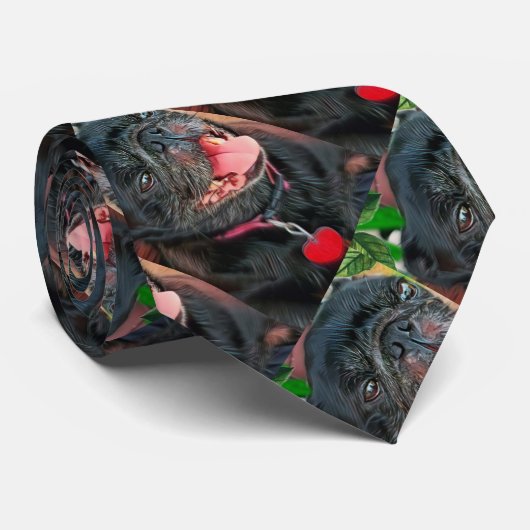 Black Pug Dog Stropdas (Opgerold)