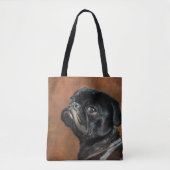 Black Pug Dog Tote Bag (Voorkant)