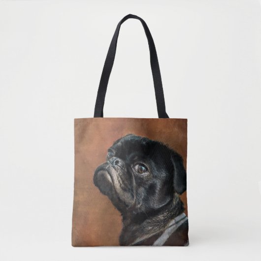 Black Pug Dog Tote Bag (Voorkant)