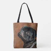 Black Pug Dog Tote Bag (Achterkant)