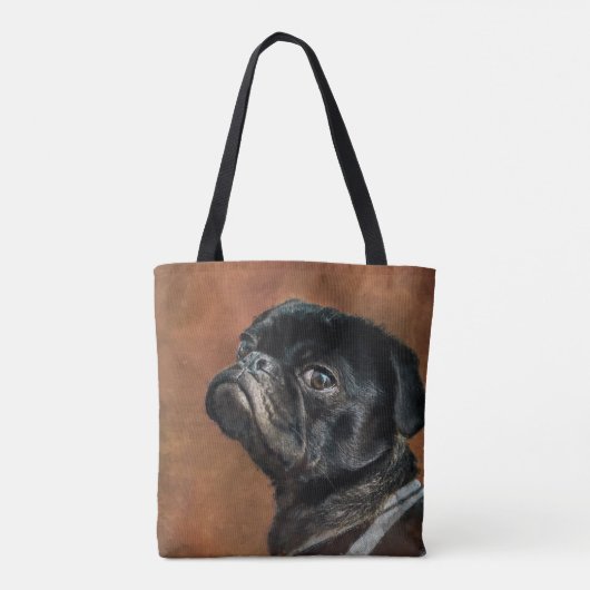 Black Pug Dog Tote Bag (Achterkant)
