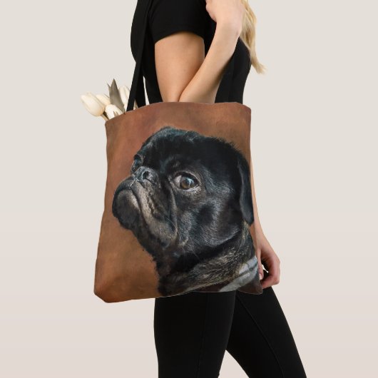 Black Pug Dog Tote Bag (Dichtbij)