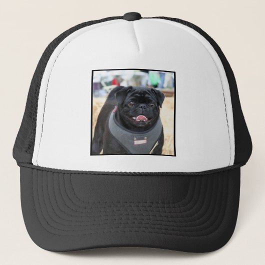 Black Pug Dog Trucker Pet (Voorkant)