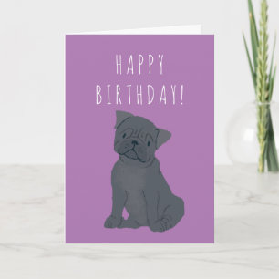 Black Pug Dog Verjaardag Kaart