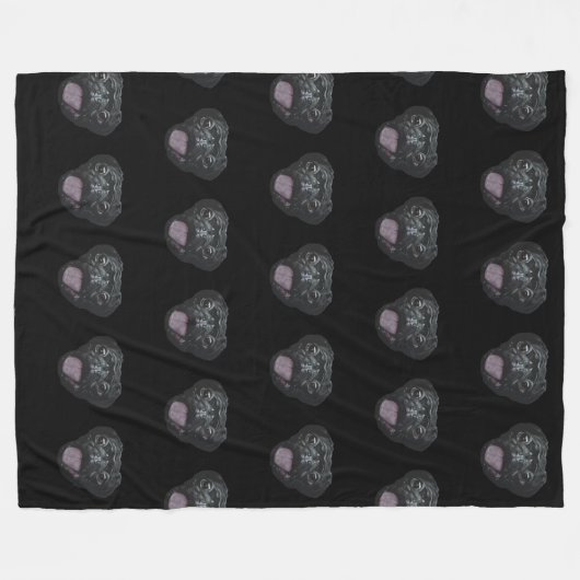 Black Pug  Fleece Deken (Voorkant (Horizontaal))