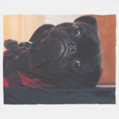 BLACK PUG FLEECE DEKEN (Voorkant (Horizontaal))