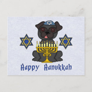 Black Pug - Hanukkah Card Feestdagenkaart